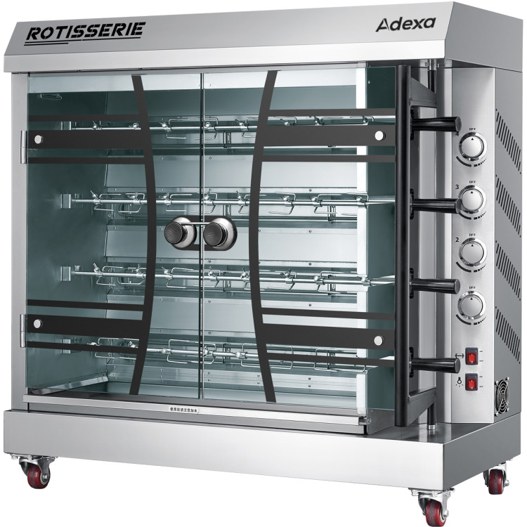 Rôtissoire électrique professionnelle pour poulets, 16 poulets - 4 broches, 8 kW, 1170 x 480 x 1130 mm | Adexa KTQ4E