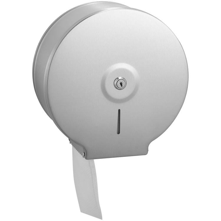 Distributeur de papier toilette commercial mural en acier inoxydable brossé 260×120×255 mm | Adexa KW7300BRUSHED