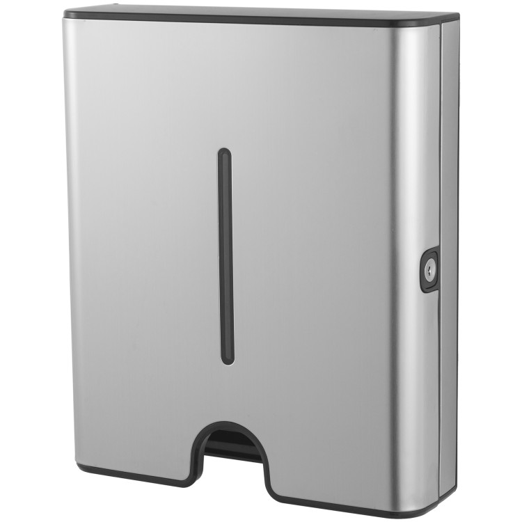 Distributeur d'essuie-mains en papier professionnel mural en acier inoxydable brossé 300 × 105 × 360 mm | Adexa KW7370BRUSHED