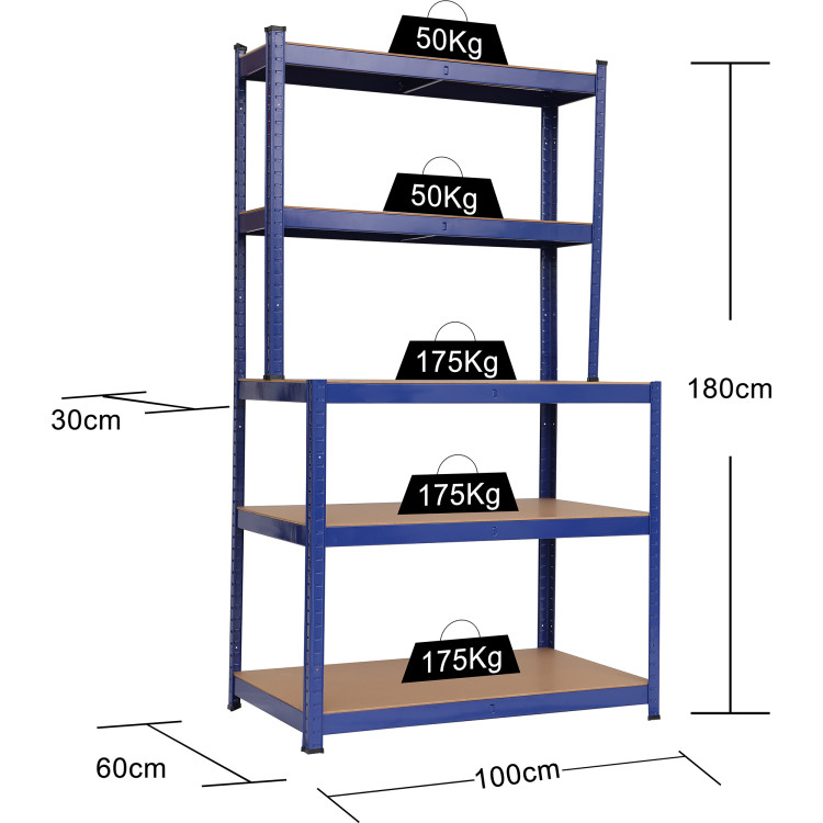 Établi professionnel en acier avec étagère à 5 niveaux, charge maximale 625 kg, dimensions 1100 x 540 x 1400 mm | Adexa KWT33P Établi professionnel en acier avec étagère à 5 niveaux, charge maximale 625 kg, dimensions 1100 x 540 x 1400 mm | Adexa KWT33P