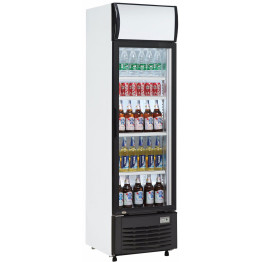 Refroidisseur de bouteille professionnel Vertical 232 litres Porte battante en verre Noir/Blanc | Adexa LG232B