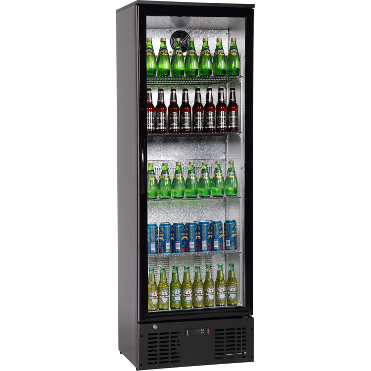 Réfrigérateur à bouteilles de bar professionnel vertical à une porte, 300 litres, noir | Adexa LG310H Réfrigérateur à bouteilles de bar professionnel vertical à une porte, 300 litres, noir | Adexa LG310H