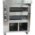 Four de boulangerie électrique commercial européen à 2 étages et 4 plaques avec armoire à palettes et vapeur 380 V 1280 x 1150 x 1750 mm | Adexa LM40DHC