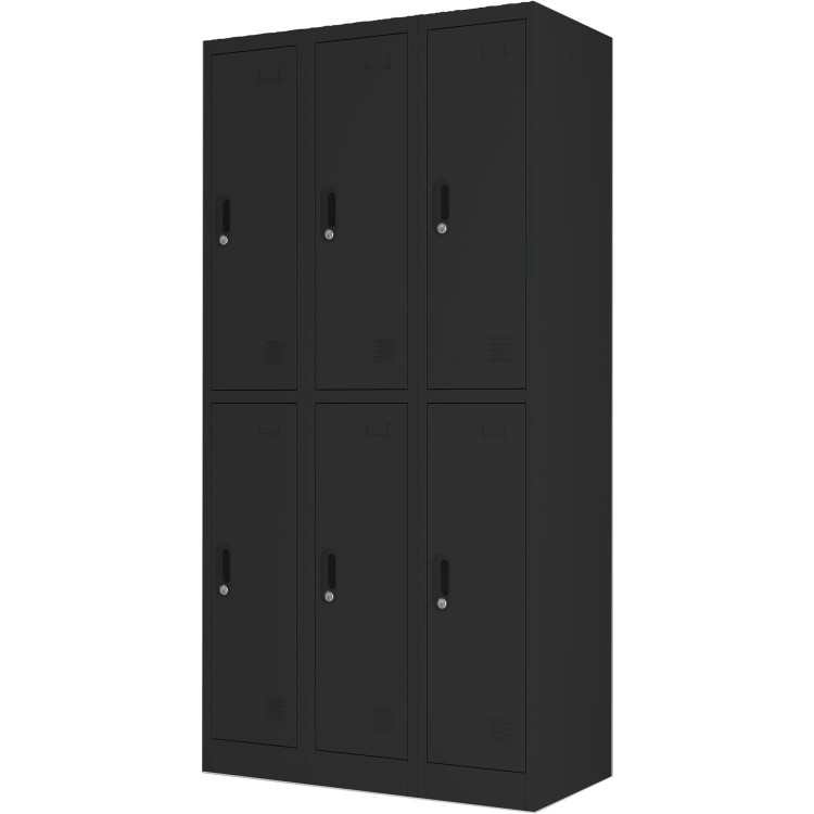 Casier commercial noir 6 portes, qualité B, 900 x 450 x 1800 mm | Adexa LOCKER6TWBLACK, qualité B 
