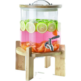Distributeur de jus en verre 5 litres avec support en bambou | Adexa LT004 Distributeur de jus en verre 5 litres avec support en bambou | Adexa LT004