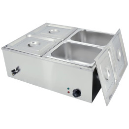 Bain-marie professionnel en acier inoxydable avec 4 bacs GN 1/2 et couvercles 710×568×280 mm | Adexa M1222 Bain-marie professionnel en acier inoxydable avec 4 bacs GN 1/2 et couvercles 710×568×280 mm | Adexa M1222