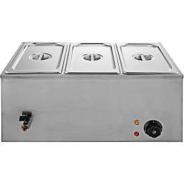 Bain-marie professionnel avec 3 bacs de 1/3 gallon et couvercles | Adexa M403 Bain-marie professionnel avec 3 bacs de 1/3 gallon et couvercles | Adexa M403