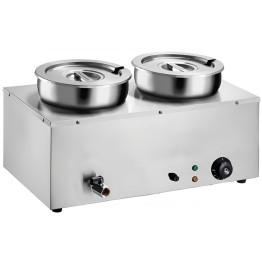 Bain-marie professionnel 14 L en acier inoxydable, 2 cuves, pour soupes et sauces, dimensions : 580 × 320 × 375 mm | Adexa M827 Bain-marie professionnel 14 L en acier inoxydable, 2 cuves, pour soupes et sauces, dimensions : 580 × 320 × 375 mm | Adexa M827
