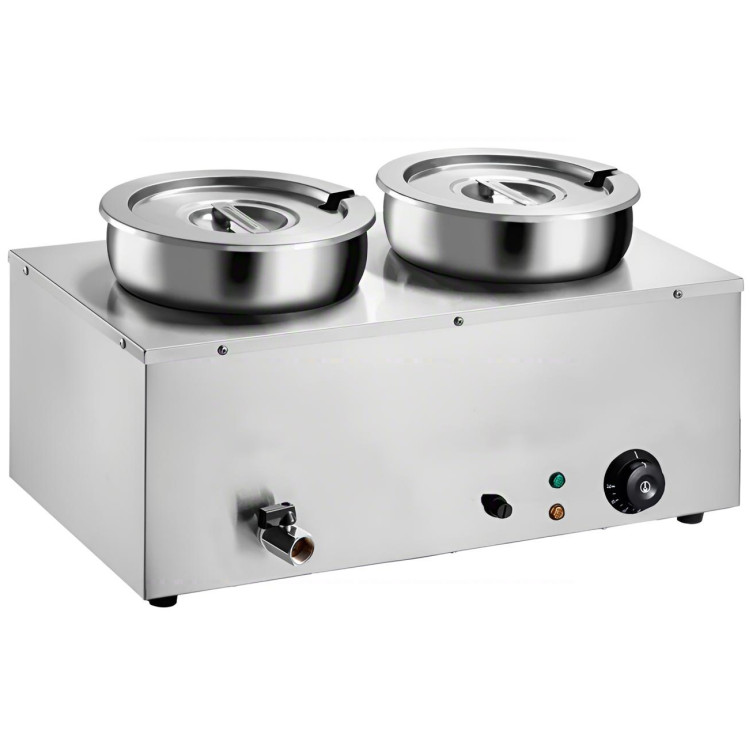 Bain-marie professionnel 14 L en acier inoxydable, 2 cuves, pour soupes et sauces, dimensions : 580 × 320 × 375 mm | Adexa M827