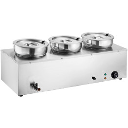 Bain-marie professionnel 21 L en acier inoxydable, 3 bacs, chauffe-soupes et sauces, 865 × 320 × 375 mm | Adexa M837 Bain-marie professionnel 21 L en acier inoxydable, 3 bacs, chauffe-soupes et sauces, 865 × 320 × 375 mm | Adexa M837