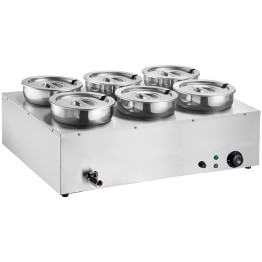 Bain-marie professionnel 42 L en acier inoxydable, 6 bacs, chauffe-soupes et sauces, dimensions : 865 × 580 × 375 mm | Adexa M867 Bain-marie professionnel 42 L en acier inoxydable, 6 bacs, chauffe-soupes et sauces, dimensions : 865 × 580 × 375 mm | Adexa M867