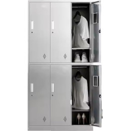 Casier commercial en acier inoxydable, 6 portes, 900 x 420 x 1800 mm | Adexa MB18090SS6DL