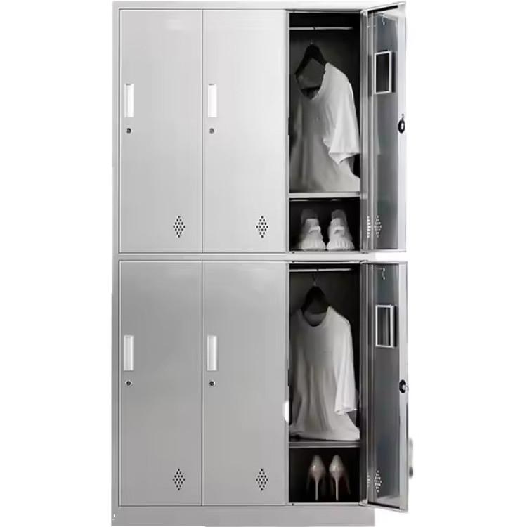 Casier commercial en acier inoxydable, 6 portes, 900 x 420 x 1800 mm | Adexa MB18090SS6DL