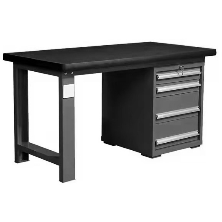Table de travail robuste pour usage commercial avec 4 tiroirs 1500 x 750 x 800 mm Noir | Adexa MB80150HDT4D