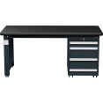 Table de travail robuste pour usage commercial avec 4 tiroirs 1500 x 750 x 800 mm Noir | Adexa MB80150HDT4D