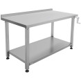 Table de travail surélevée en acier inoxydable avec dosseret de 50 mm 1000 × 600 × 750–1050 mm | Adexa MCEWB6010B