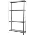 Étagère commerciale à 4 niveaux en acier galvanisé, capacité de charge de 180 kg, dimensions : 900 x 300 x 1 672 mm | Adexa MS43