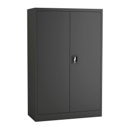Armoire de rangement commerciale en métal noir, 2 étagères, 2 portes verrouillables, 900 x 400 x 1400 mm | Adexa MYOC05BLACK