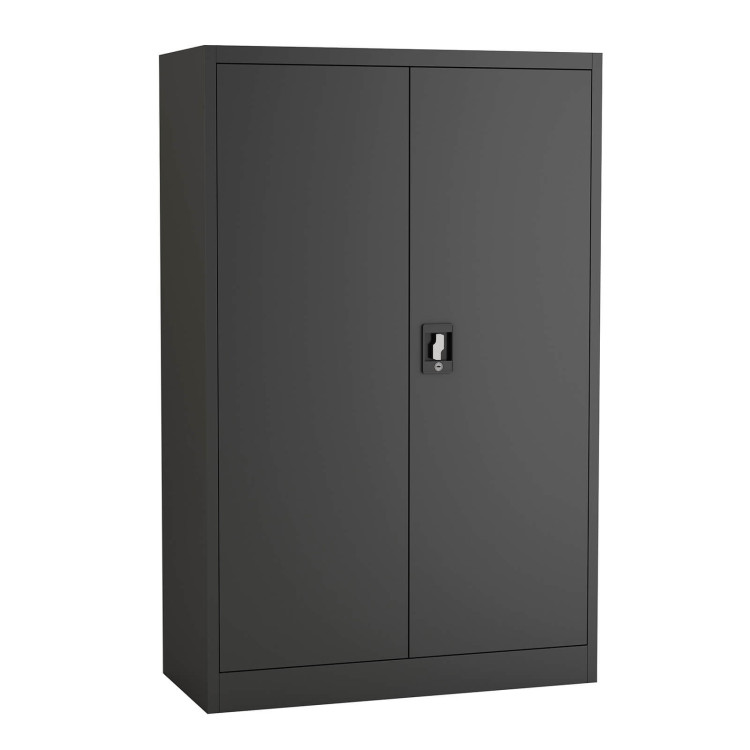 Armoire de rangement commerciale en métal noir, 2 étagères, 2 portes verrouillables, 900 x 400 x 1400 mm | Adexa MYOC05BLACK