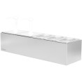 Station de condiments professionnelle avec 2 bacs de 2,5 litres GN 1/6, 3 bacs de 1,1 litre GN 1/9 et 2 distributeurs à pompe en acier inoxydable | Adexa NHGN16B