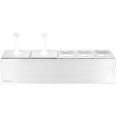 Station de condiments professionnelle avec 2 bacs de 2,5 litres GN 1/6, 3 bacs de 1,1 litre GN 1/9 et 2 distributeurs à pompe en acier inoxydable | Adexa NHGN16B