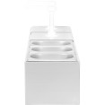 Station de condiments professionnelle avec 2 bacs de 2,5 litres GN 1/6, 3 bacs de 1,1 litre GN 1/9 et 2 distributeurs à pompe en acier inoxydable | Adexa NHGN16B