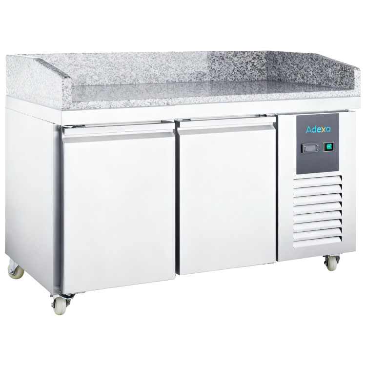Comptoir de préparation réfrigéré 2 portes en acier inoxydable 307 L avec plateau en granit | Adexa NORCOLD850 Comptoir de préparation réfrigéré 2 portes en acier inoxydable 307 L avec plateau en granit | Adexa NORCOLD850