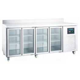 Comptoir réfrigéré de préparation à 4 portes en acier inoxydable de 608 litres avec portes vitrées et plateau plat | Adexa NORCOLD884 Comptoir réfrigéré de préparation à 4 portes en acier inoxydable de 608 litres avec portes vitrées et plateau plat | Adexa NORCOLD884