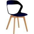 Chaise de salle à manger bistro, assise sculptée en polypropylène, pieds en bois, pour intérieur et extérieur, 430 x 430 x 780 mm, noire | Adexa P130BLACK