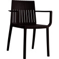 Chaise de salle à manger bistro avec dossier à lattes et accoudoirs, en polypropylène, pour intérieur et extérieur, 570 x 420 x 800 mm, noire | Adexa P185BLACK Chaise de salle à manger bistro avec dossier à lattes et accoudoirs, en polypropylène, pour intérieur et extérieur, 570 x 420 x 800 mm, noire | Adexa P185BLACK
