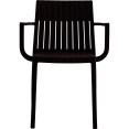 Chaise de salle à manger bistro avec dossier à lattes et accoudoirs, en polypropylène, pour intérieur et extérieur, 570 x 420 x 800 mm, noire | Adexa P185BLACK Chaise de salle à manger bistro avec dossier à lattes et accoudoirs, en polypropylène, pour intérieur et extérieur, 570 x 420 x 800 mm, noire | Adexa P185BLACK