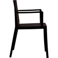 Chaise de salle à manger bistro avec dossier à lattes et accoudoirs, en polypropylène, pour intérieur et extérieur, 570 x 420 x 800 mm, noire | Adexa P185BLACK Chaise de salle à manger bistro avec dossier à lattes et accoudoirs, en polypropylène, pour intérieur et extérieur, 570 x 420 x 800 mm, noire | Adexa P185BLACK