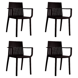 Chaise de salle à manger bistro avec dossier à lattes et accoudoirs, en polypropylène, pour intérieur et extérieur, 570 x 420 x 800 mm, noire | Adexa P185BLACK Chaise de salle à manger bistro avec dossier à lattes et accoudoirs, en polypropylène, pour intérieur et extérieur, 570 x 420 x 800 mm, noire | Adexa P185BLACK