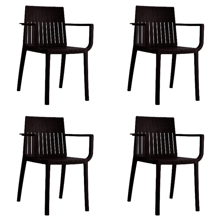 Chaise de salle à manger bistro avec dossier à lattes et accoudoirs, en polypropylène, pour intérieur et extérieur, 570 x 420 x 800 mm, noire | Adexa P185BLACK Chaise de salle à manger bistro avec dossier à lattes et accoudoirs, en polypropylène, pour intérieur et extérieur, 570 x 420 x 800 mm, noire | Adexa P185BLACK