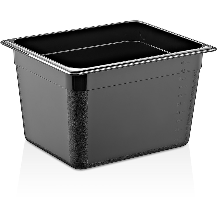 Cuvette gastronorme en polycarbonate GN1/2, profondeur 200 mm, noire | Adexa PB8128