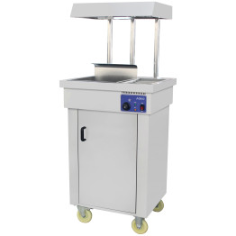 Chauffe-plats et chauffe-frites sur pied, en acier inoxydable, avec lampe chauffante antidéflagrante, 700 × 610 × 1530 mm | Adexa PFW1C1