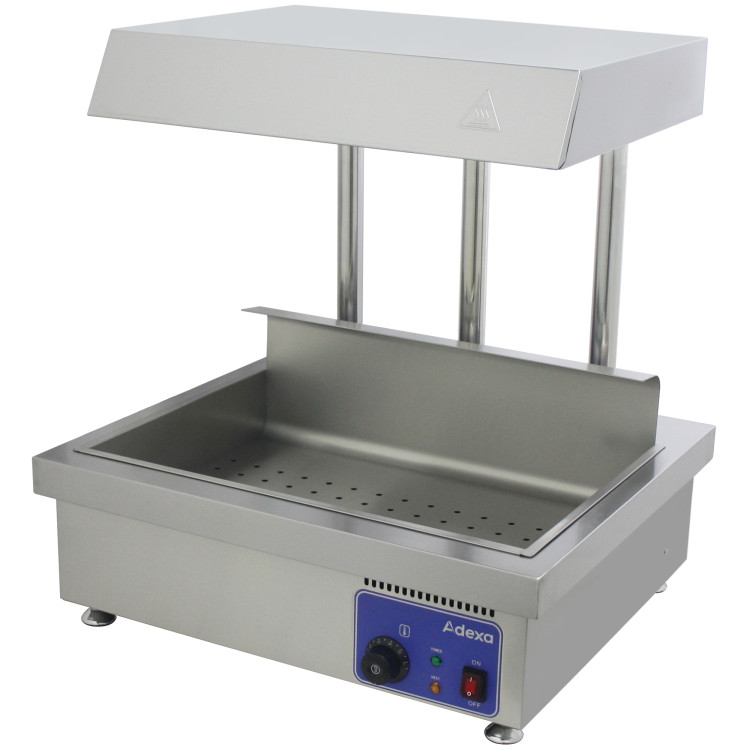 Station de chauffe-copeaux commerciale en acier inoxydable avec lampe antidéflagrante et thermostat, 700 x 630 x 760 mm | Adexa PFW1T2