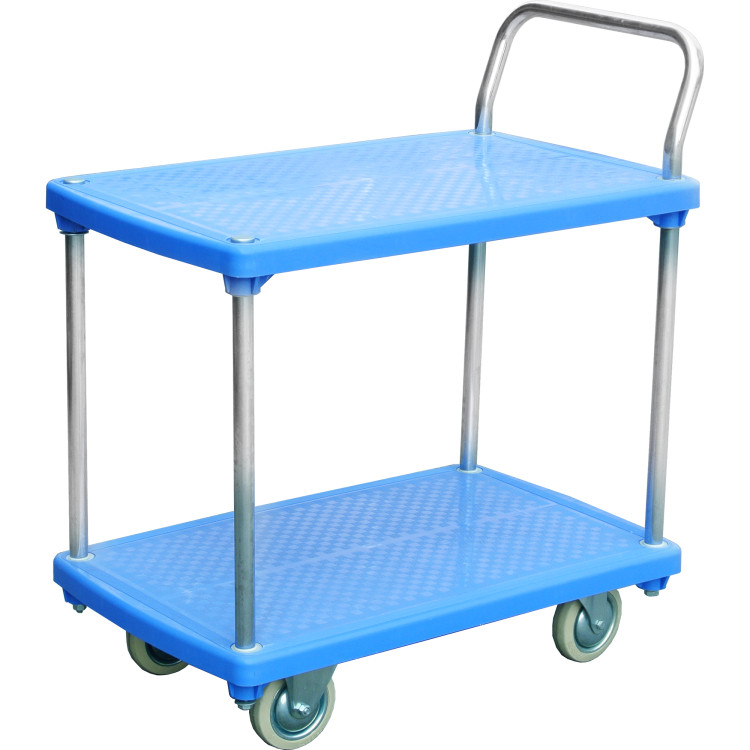 Chariot à plateforme robuste professionnel à 2 niveaux avec poignée, capacité de 225 kg, 910 x 600 mm | Adexa PPT916021