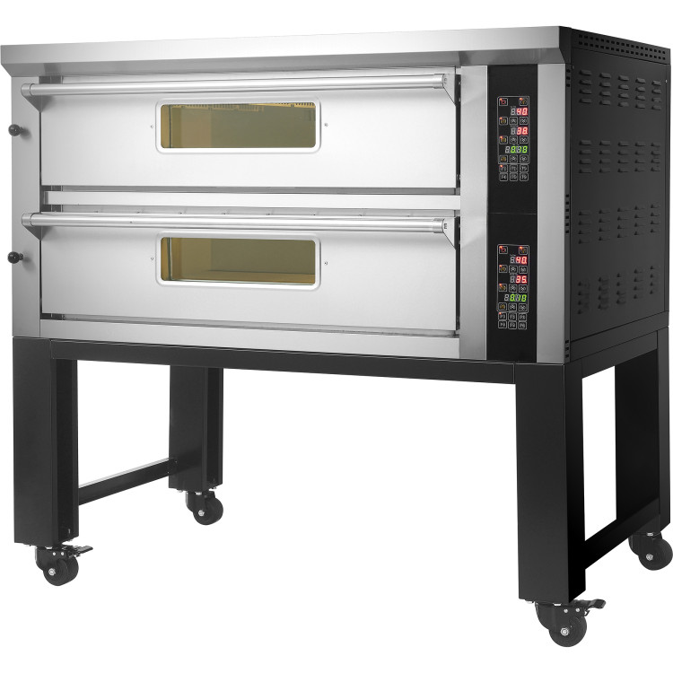Four à pizza professionnel électrique sur pied, 2 chambres, 680 x 692 mm, 450 °C, commandes numériques, 12 kW, 380 V | Adexa PS402DIGITAL