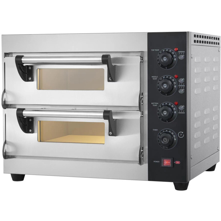 Four à pizza professionnel Électrique 2 chambres 400x400mm 350°C Commandes mécaniques 3,9kW 230V | Adexa PS4412