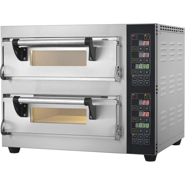 Four à pizza professionnel Électrique 2 chambres 1+1 pizzas x 30cm 400°C Commandes numériques 3,9kW 230V | Adexa PS441S2