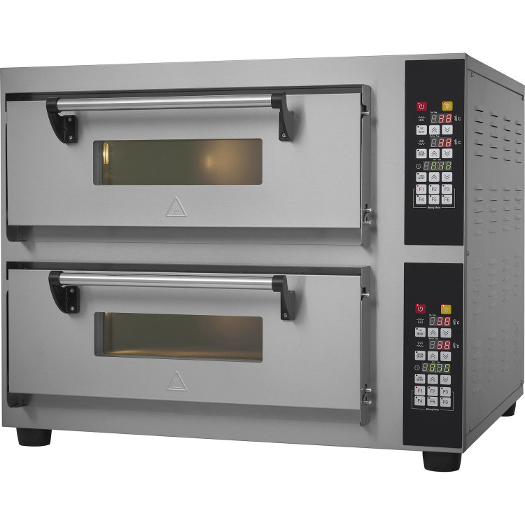 Four à pizza professionnel électrique 2 chambres 500x500mm 450°C Commandes numériques 8,4 kW 380V | Adexa PS552E