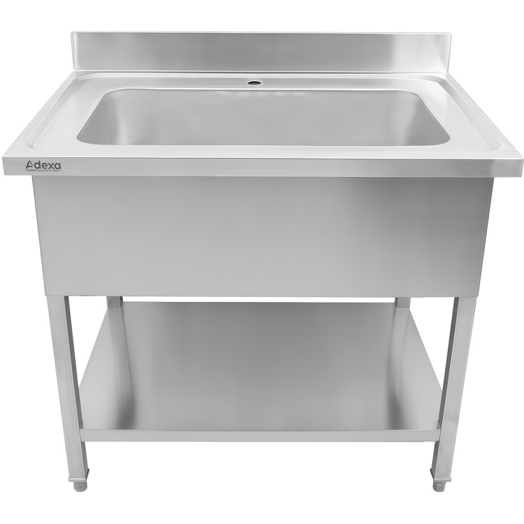 Évier de luxe en acier inoxydable 800×600×900+100 mm avec dosseret | Adexa PSD08060