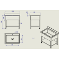 Évier de luxe en acier inoxydable 1000×700×900+100 mm avec dosseret | Adexa PSD10070
