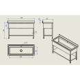 Évier de luxe en acier inoxydable 1500×600×900+100 mm avec dosseret | Adexa PSD15060