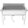 Évier commercial en acier inoxydable pour le lavage des casseroles, avec une cuve et dosseret, 1800 x 600 x 850 mm | Adexa QNH612