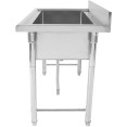 Évier commercial en acier inoxydable pour le lavage des casseroles, avec une cuve et dosseret, 1800 x 600 x 850 mm | Adexa QNH612