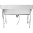 Évier commercial en acier inoxydable pour le lavage des casseroles, avec une cuve et dosseret, 1800 x 600 x 850 mm | Adexa QNH612