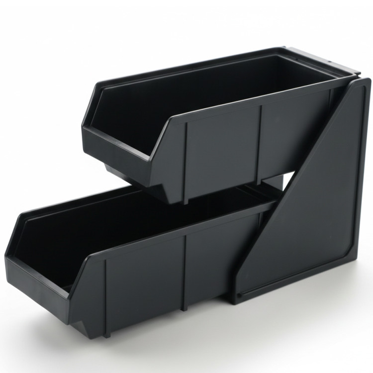 Organisateur de rangement à 2 niveaux en polypropylène noir 143 x 430 x 240 mm | Adexa QHW346