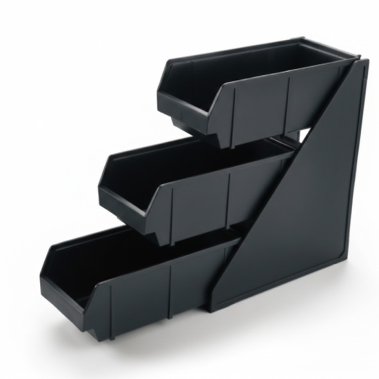 Organisateur de rangement à 3 niveaux en polypropylène noir 143 x 510 x 359 mm | Adexa QHW348